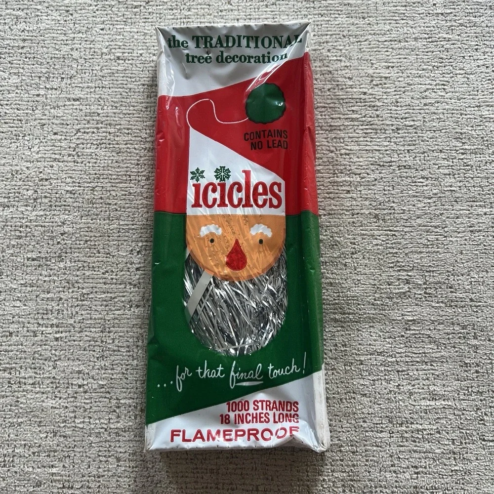 Vintage SILVER Tinsel Icicles Christmas New‎ In Box 1000 Strands 18
